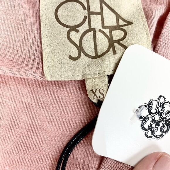 Chaser cold shoulder distressed bell sleeve rose pink top shirt XS - Picture 4 of 12